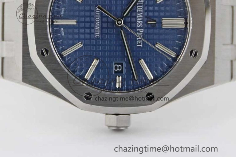 Royal Oak 41mm 15400 SS APSF 1:1 Best Edition Blue Textured Dial on SS Bracelet A3120 Super Clone