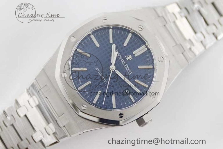 Royal Oak 41mm 15400 SS APSF 1:1 Best Edition Blue Textured Dial on SS Bracelet A3120 Super Clone