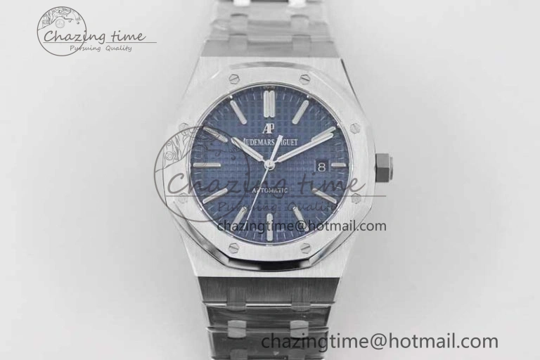 Royal Oak 41mm 15400 SS APSF 1:1 Best Edition Blue Textured Dial on SS Bracelet A3120 Super Clone