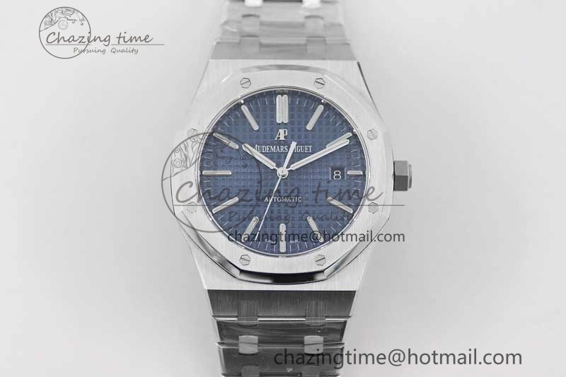Royal Oak 41mm 15400 SS APSF 1:1 Best Edition Blue Textured Dial on SS Bracelet A3120 Super Clone