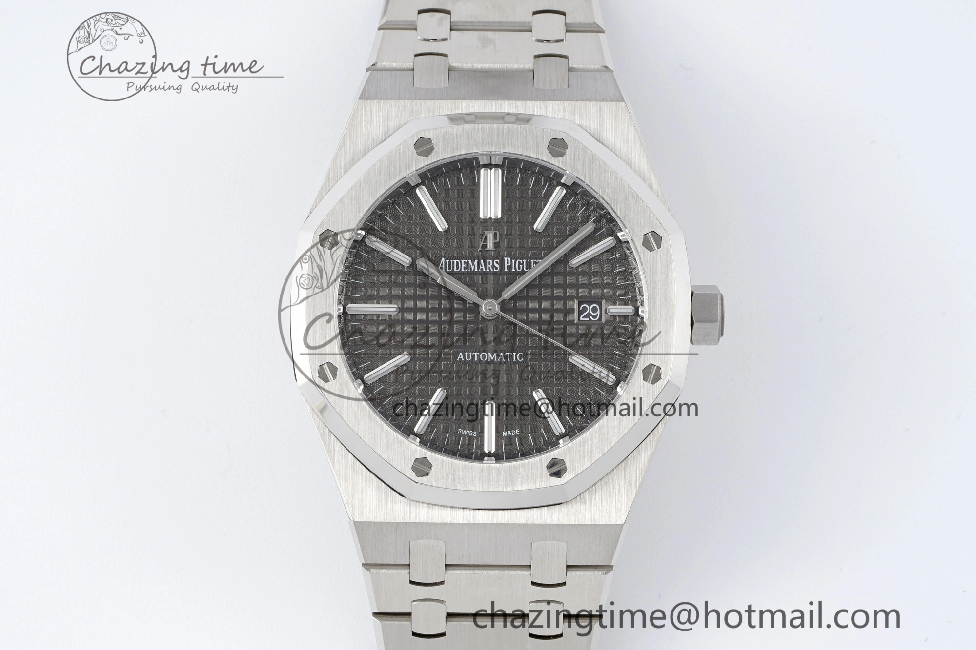 Royal Oak 41mm 15400 SS APSF 1:1 Best Edition Gray Textured Dial on SS Bracelet A3120 Super Clone V2