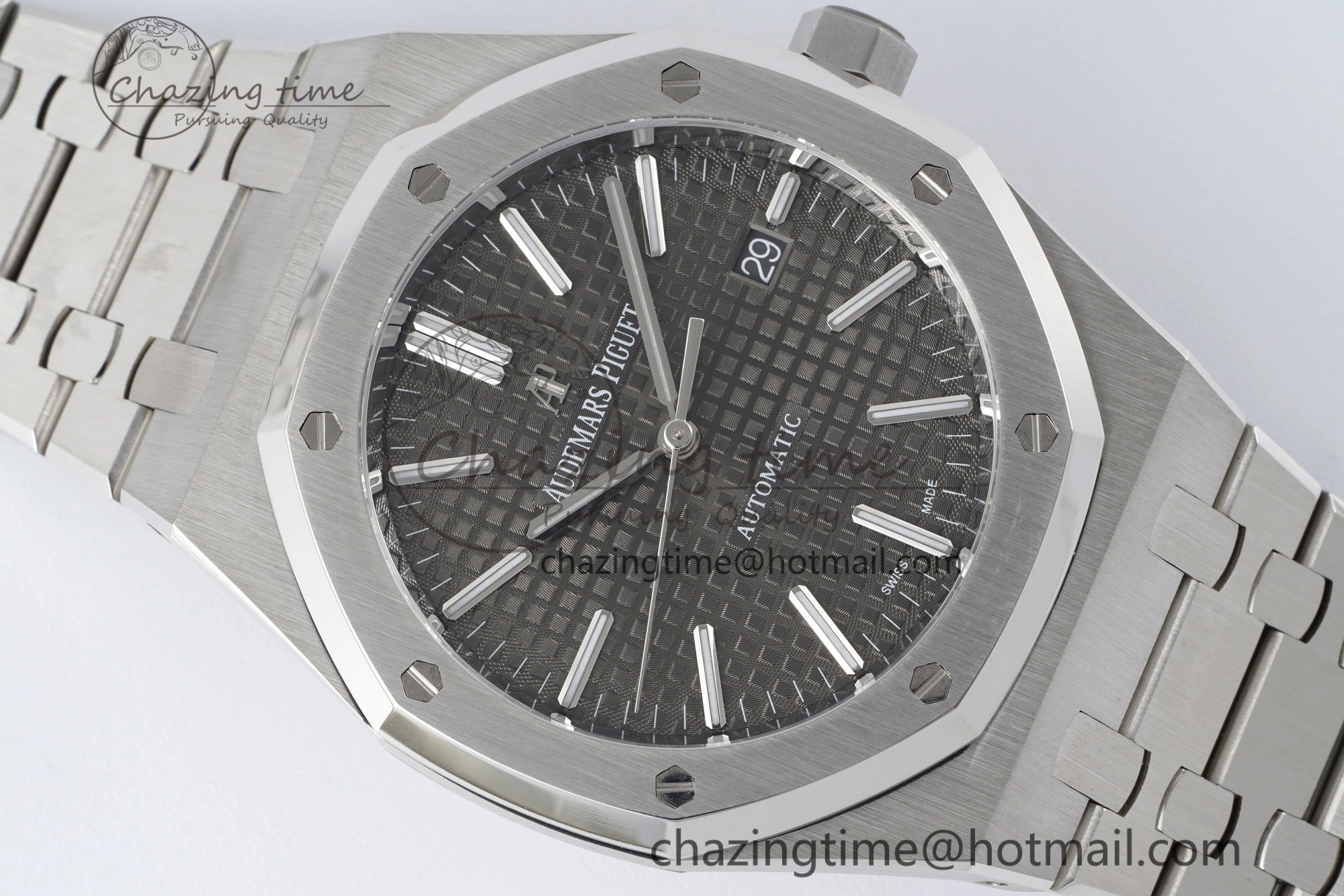Royal Oak 41mm 15400 SS APSF 1:1 Best Edition Gray Textured Dial on SS Bracelet A3120 Super Clone V2