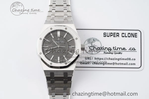 Royal Oak 41mm 15400 SS APSF 1:1 Best Edition Gray Textured Dial on SS Bracelet A3120 Super Clone V2