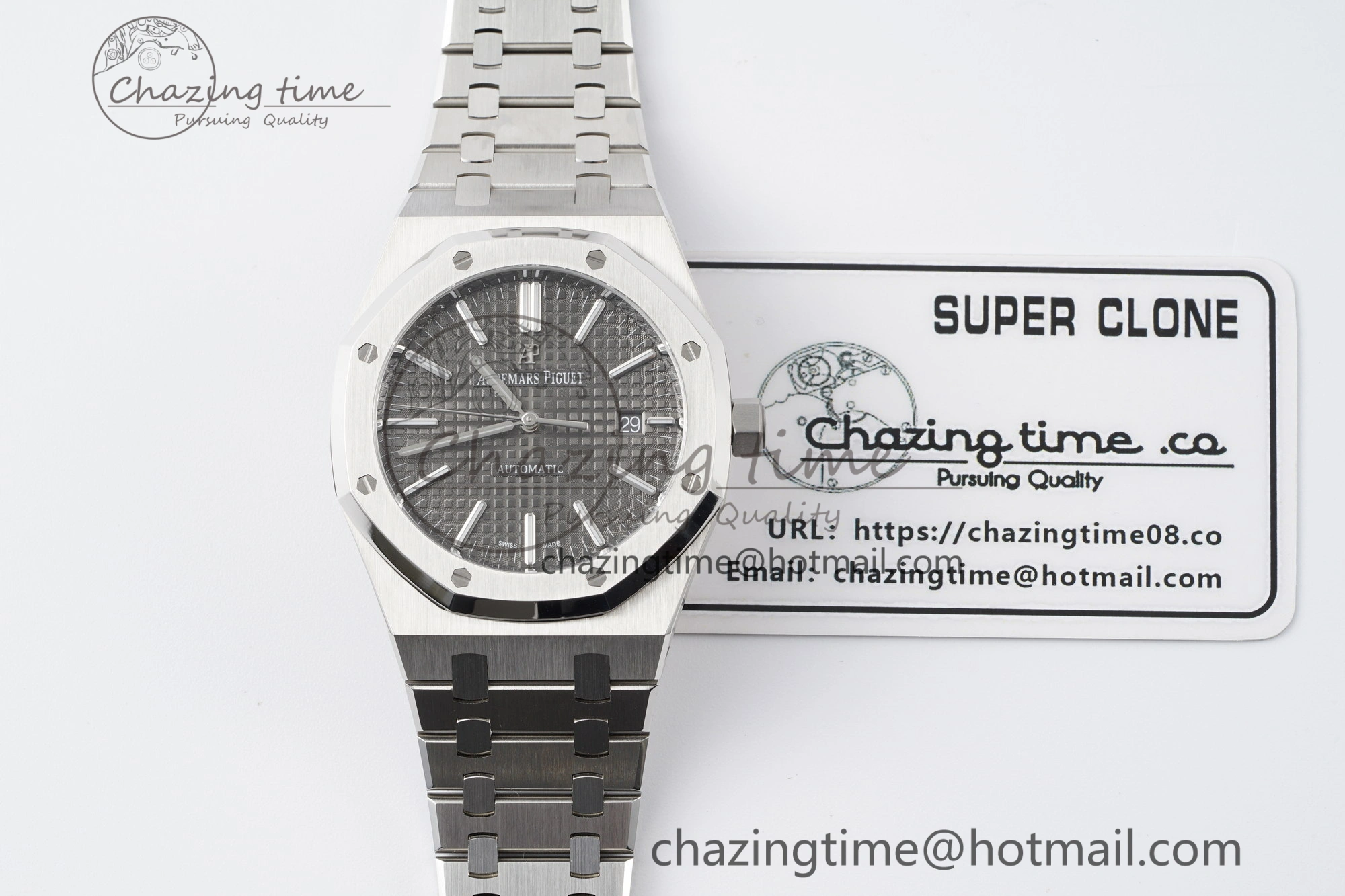 Royal Oak 41mm 15400 SS APSF 1:1 Best Edition Gray Textured Dial on SS Bracelet A3120 Super Clone V2
