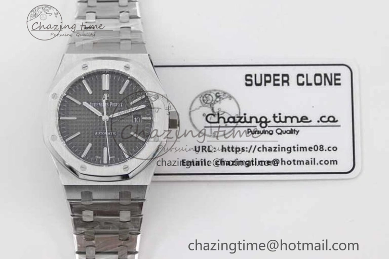 Royal Oak 41mm 15400 SS APSF 1:1 Best Edition Gray Textured Dial on SS Bracelet A3120 Super Clone