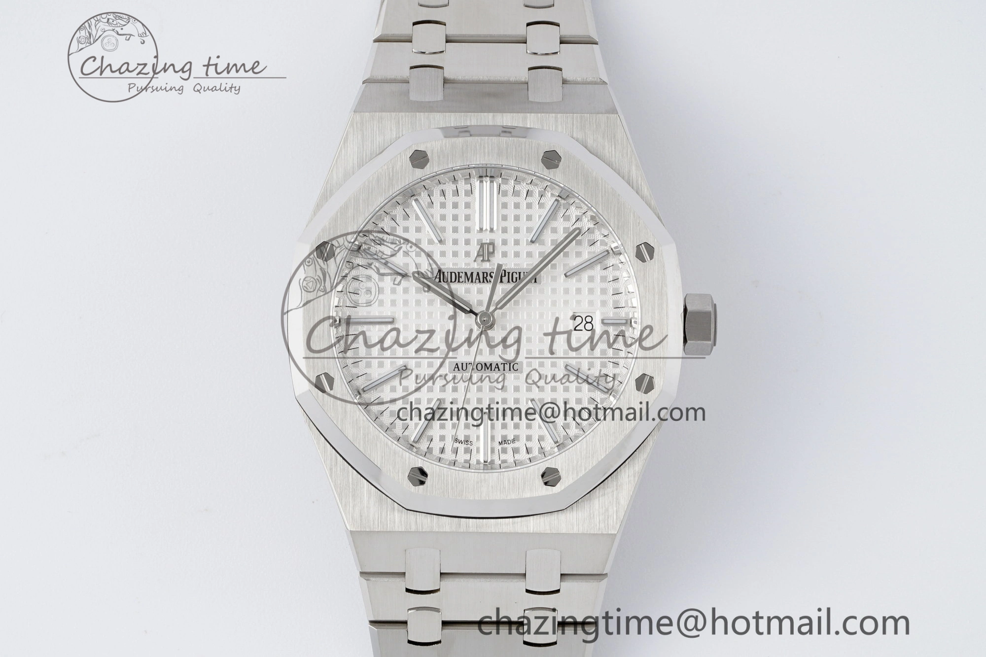 Royal Oak 41mm 15400 SS APSF 1:1 Best Edition White Textured Dial on SS Bracelet A3120 Super Clone V2