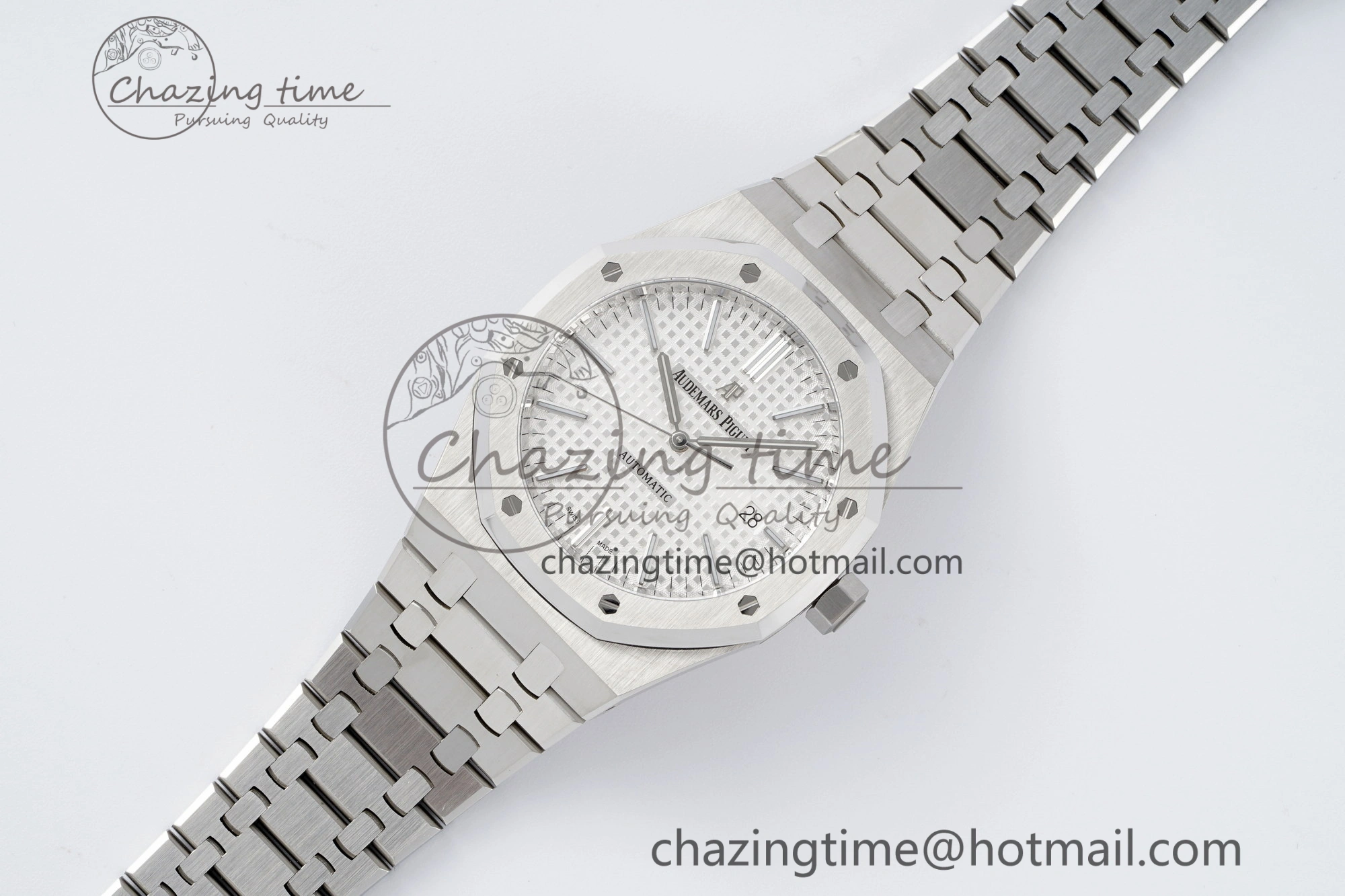 Royal Oak 41mm 15400 SS APSF 1:1 Best Edition White Textured Dial on SS Bracelet A3120 Super Clone V2