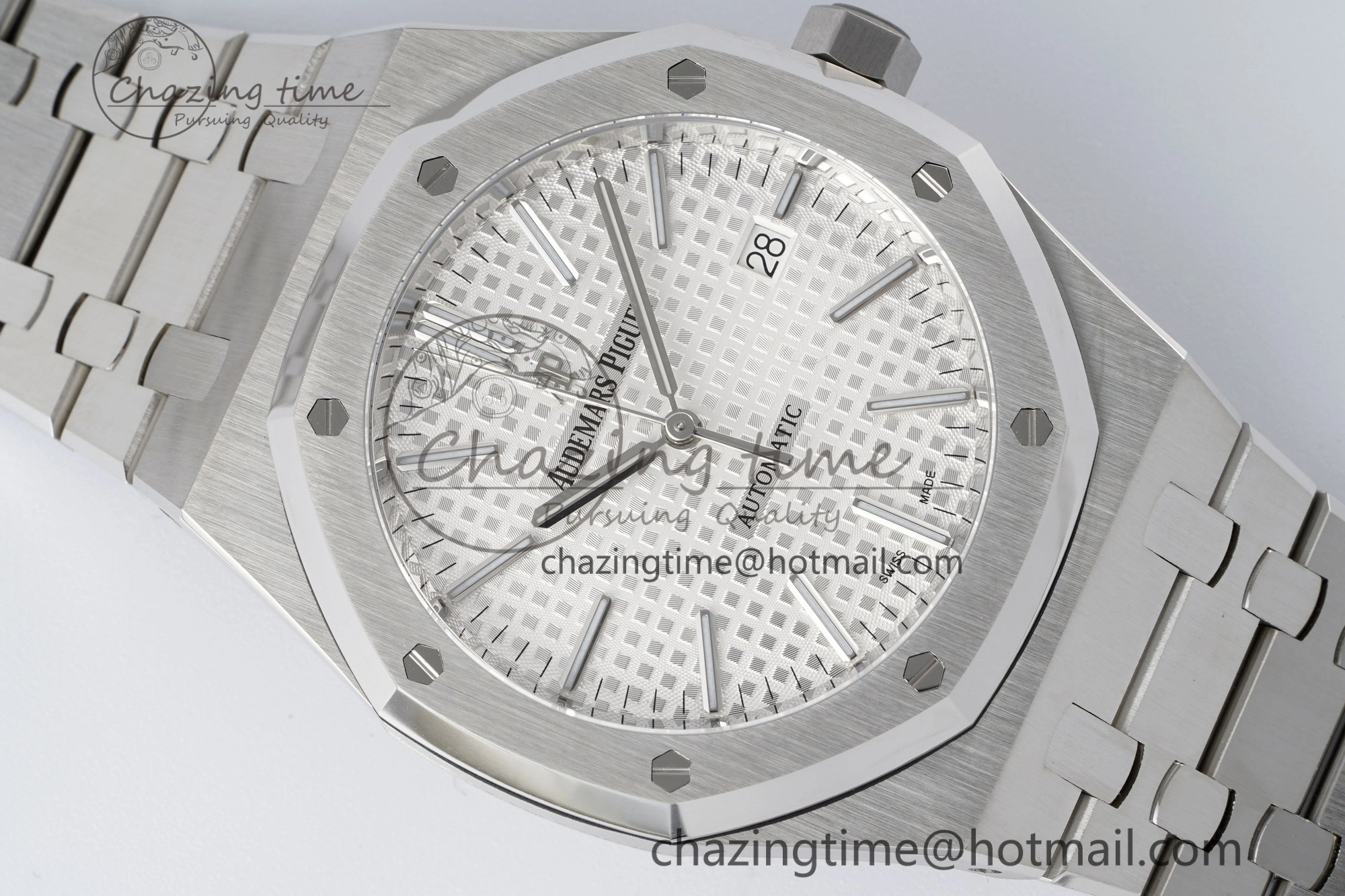 Royal Oak 41mm 15400 SS APSF 1:1 Best Edition White Textured Dial on SS Bracelet A3120 Super Clone V2