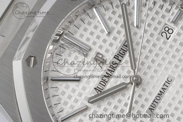Royal Oak 41mm 15400 SS APSF 1:1 Best Edition White Textured Dial on SS Bracelet A3120 Super Clone V2