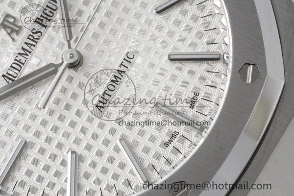 Royal Oak 41mm 15400 SS APSF 1:1 Best Edition White Textured Dial on SS Bracelet A3120 Super Clone V2