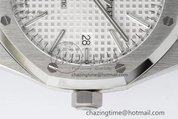 Royal Oak 41mm 15400 SS APSF 1:1 Best Edition White Textured Dial on SS Bracelet A3120 Super Clone V2