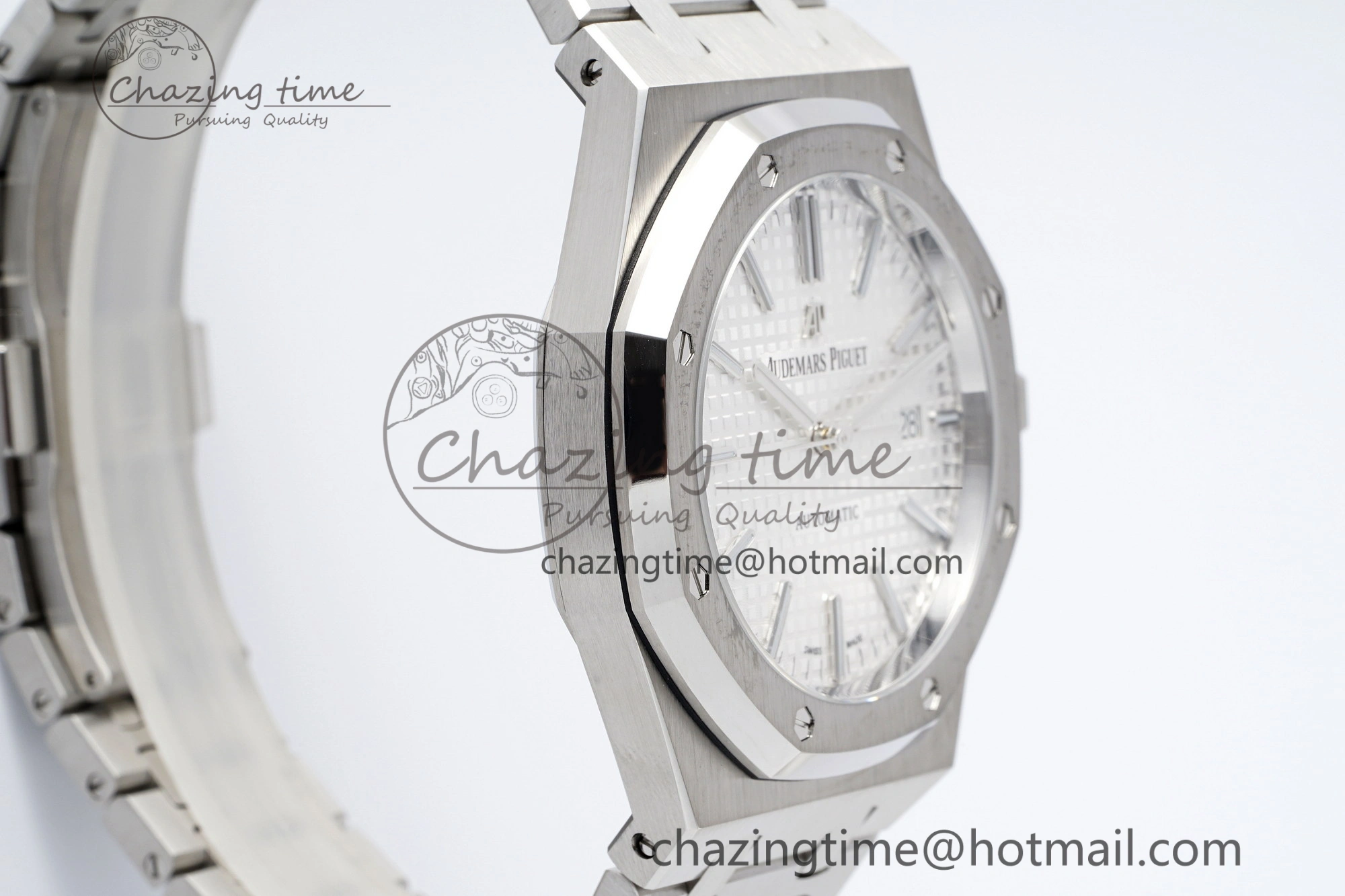 Royal Oak 41mm 15400 SS APSF 1:1 Best Edition White Textured Dial on SS Bracelet A3120 Super Clone V2