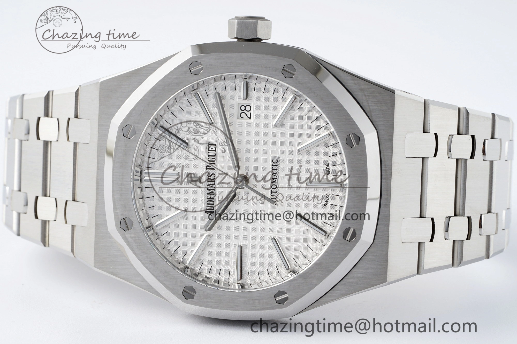 Royal Oak 41mm 15400 SS APSF 1:1 Best Edition White Textured Dial on SS Bracelet A3120 Super Clone V2