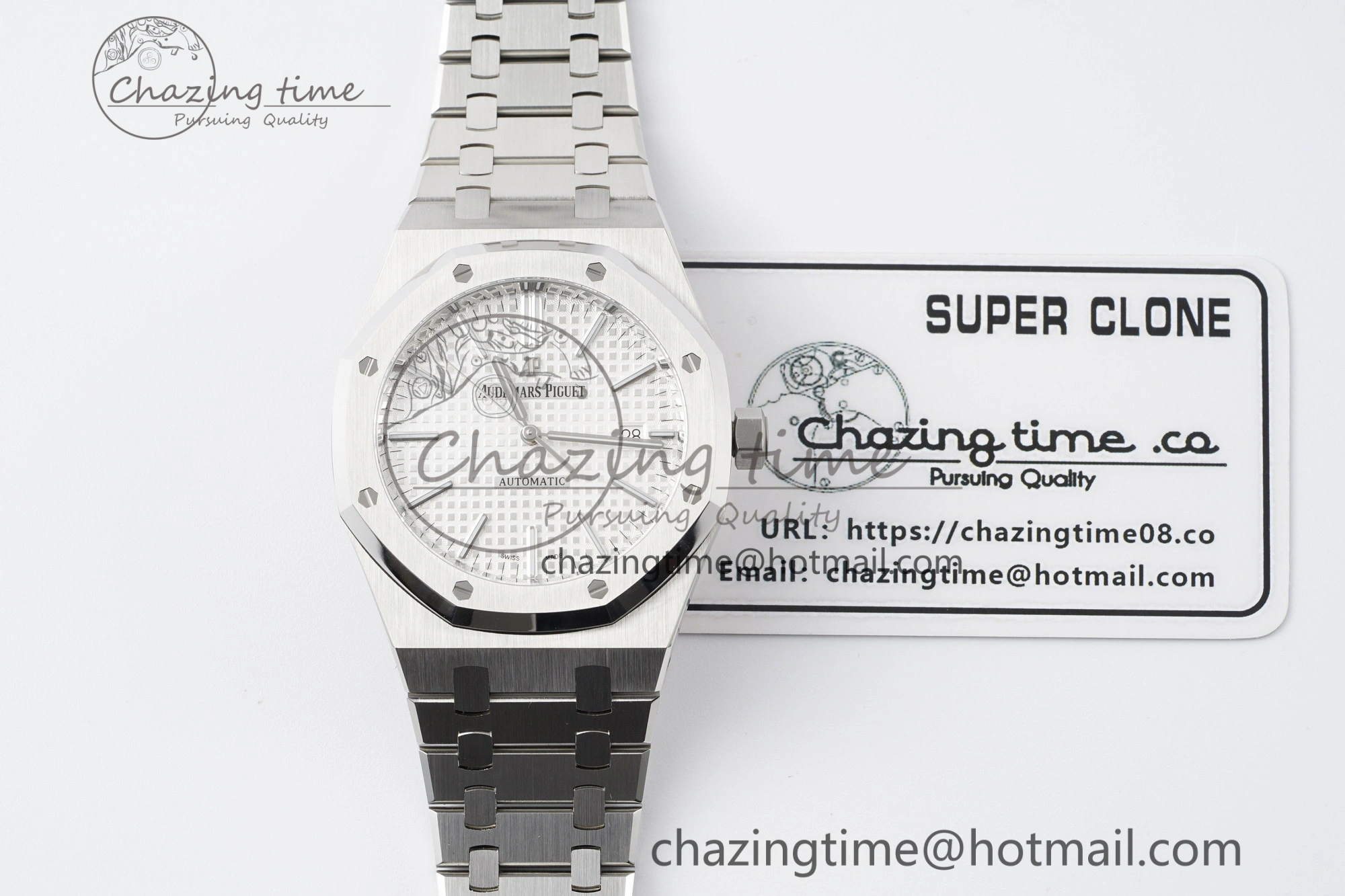 Royal Oak 41mm 15400 SS APSF 1:1 Best Edition White Textured Dial on SS Bracelet A3120 Super Clone V2