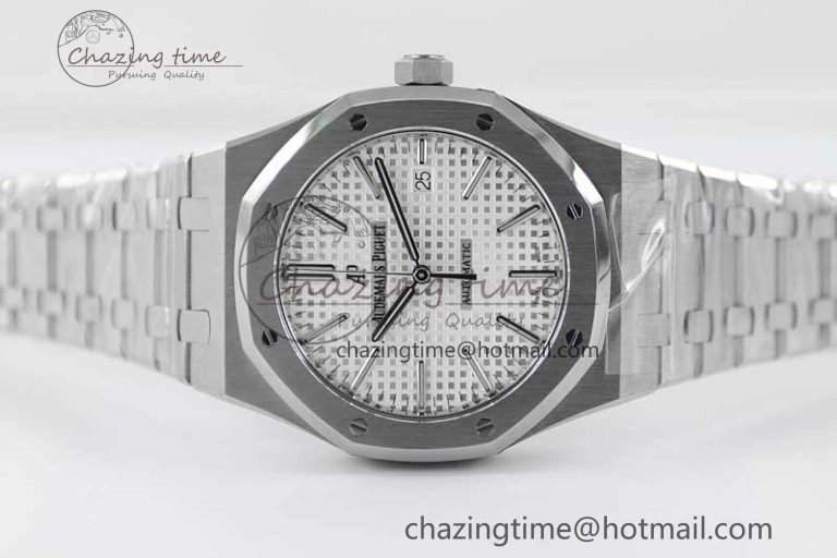 Royal Oak 41mm 15400 SS APSF 1:1 Best Edition White Textured Dial on SS Bracelet A3120 Super Clone