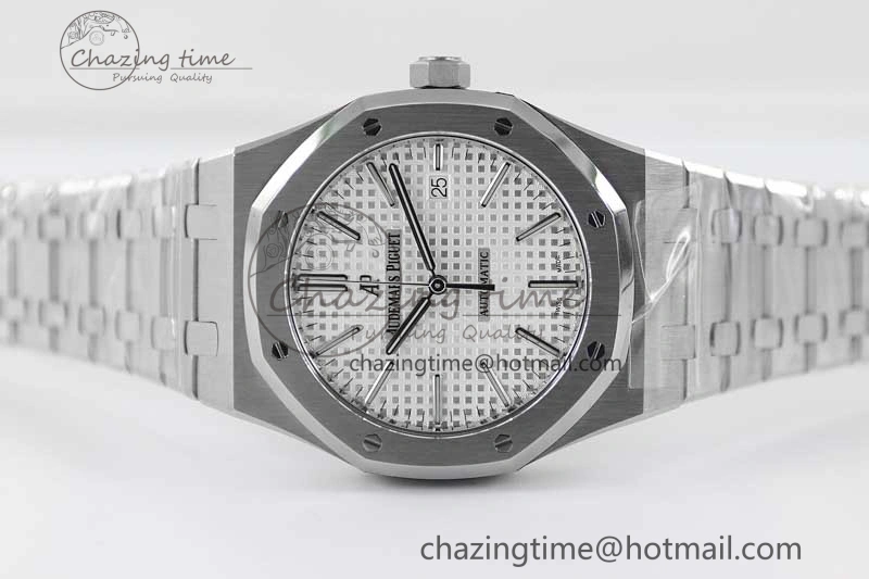 Royal Oak 41mm 15400 SS APSF 1:1 Best Edition White Textured Dial on SS Bracelet A3120 Super Clone