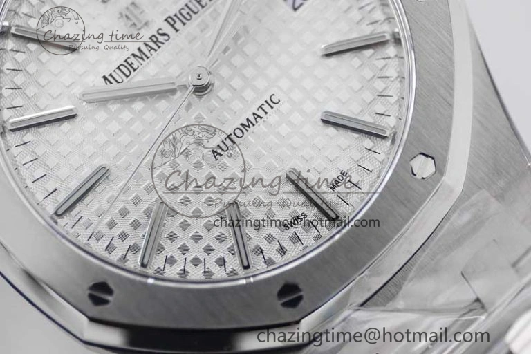 Royal Oak 41mm 15400 SS APSF 1:1 Best Edition White Textured Dial on SS Bracelet A3120 Super Clone