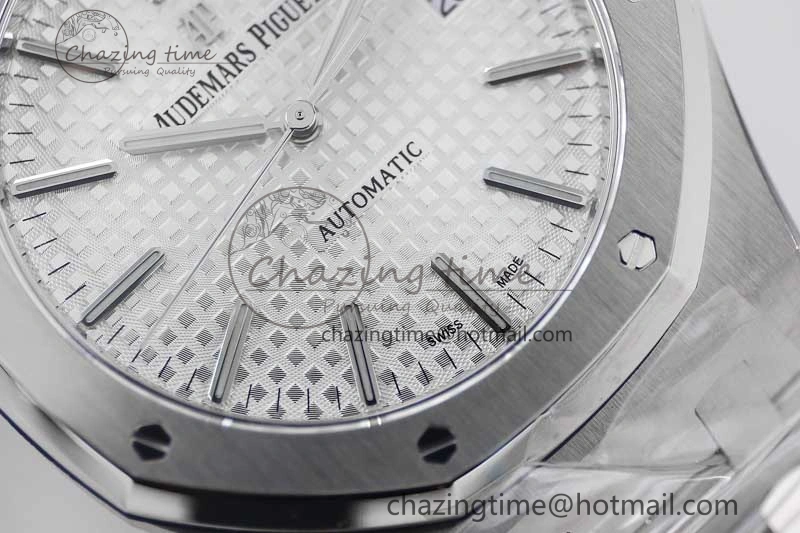 Royal Oak 41mm 15400 SS APSF 1:1 Best Edition White Textured Dial on SS Bracelet A3120 Super Clone