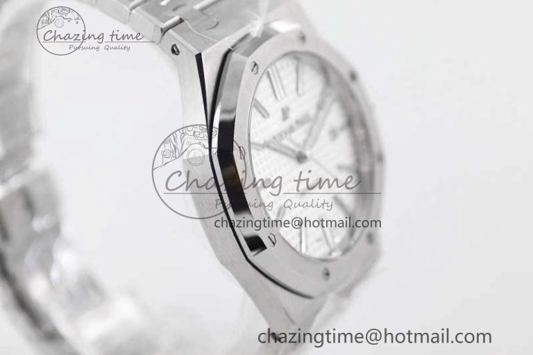 Royal Oak 41mm 15400 SS APSF 1:1 Best Edition White Textured Dial on SS Bracelet A3120 Super Clone