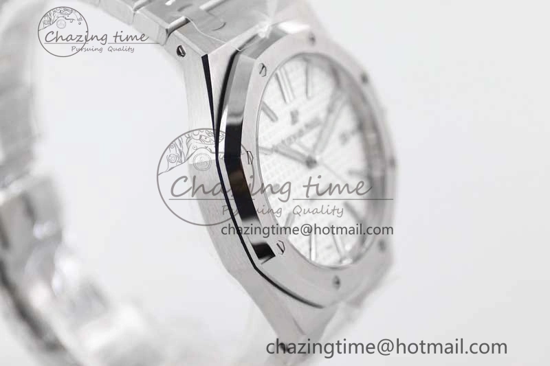Royal Oak 41mm 15400 SS APSF 1:1 Best Edition White Textured Dial on SS Bracelet A3120 Super Clone