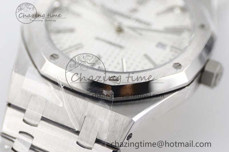 Royal Oak 41mm 15400 SS APSF 1:1 Best Edition White Textured Dial on SS Bracelet A3120 Super Clone