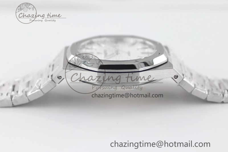 Royal Oak 41mm 15400 SS APSF 1:1 Best Edition White Textured Dial on SS Bracelet A3120 Super Clone