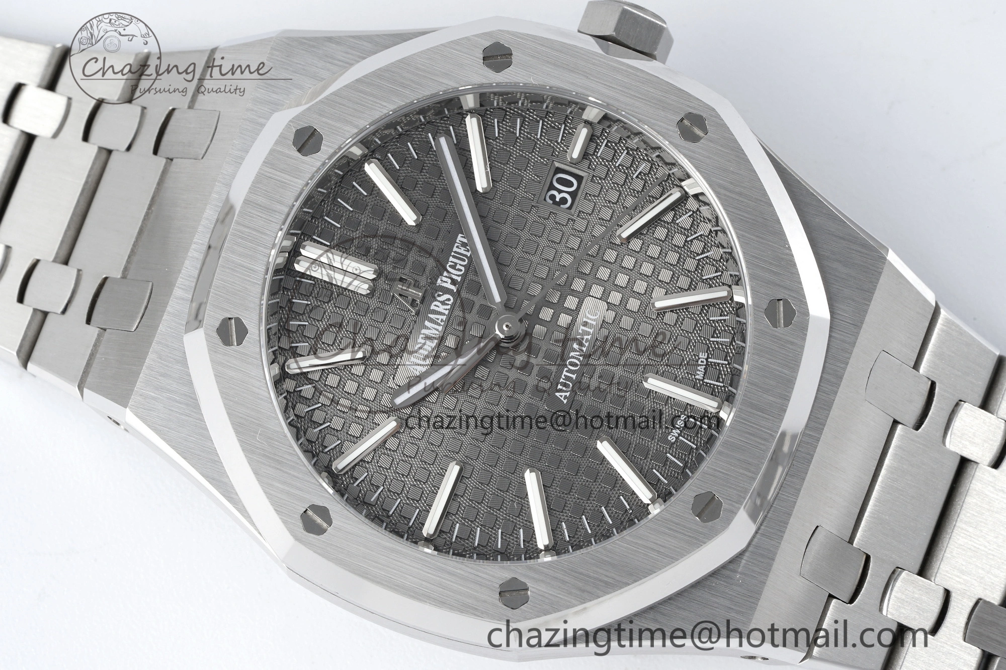 Royal Oak 41mm 15400 SS IPF 1:1 Best Edition Gray Textured Dial on SS Bracelet SA3120 Super Clone