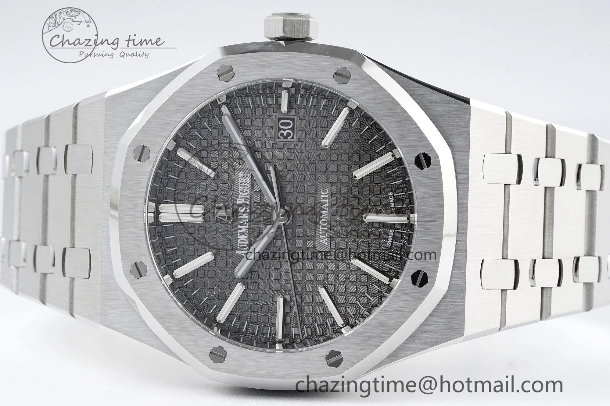 Royal Oak 41mm 15400 SS IPF 1:1 Best Edition Gray Textured Dial on SS Bracelet SA3120 Super Clone