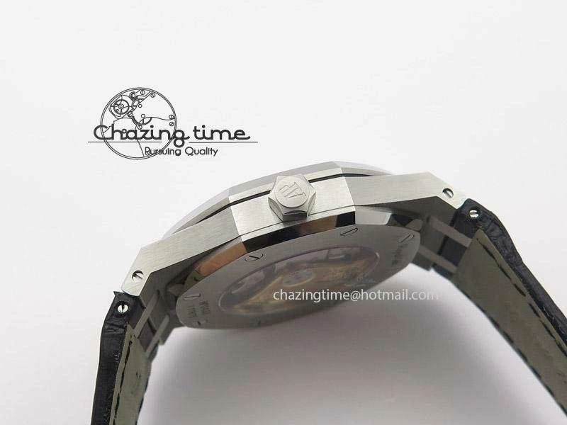 Royal Oak 41mm 15400 SS JF 1:1 Best Edition Black Dial On Black Leather Strap A3120