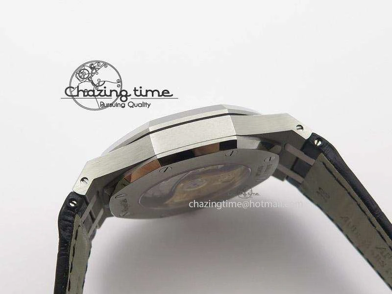 Royal Oak 41mm 15400 SS JF 1:1 Best Edition Black Dial On Black Leather Strap A3120
