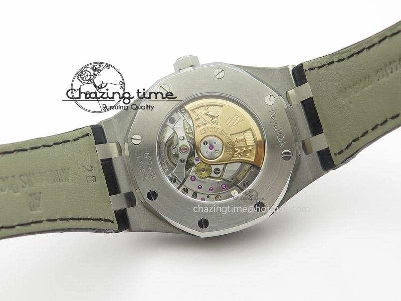 Royal Oak 41mm 15400 SS JF 1:1 Best Edition Black Dial On Black Leather Strap A3120