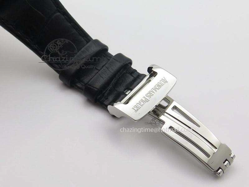 Royal Oak 41mm 15400 SS JF 1:1 Best Edition Black Dial On Black Leather Strap A3120