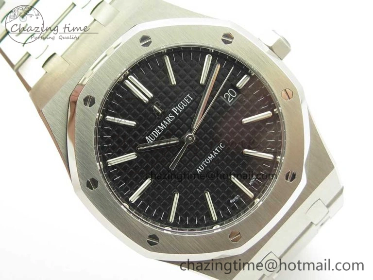 Royal Oak 41mm 15400 SS JF 1:1 Best Edition Black Textured Dial on SS Bracelet A3120 V5