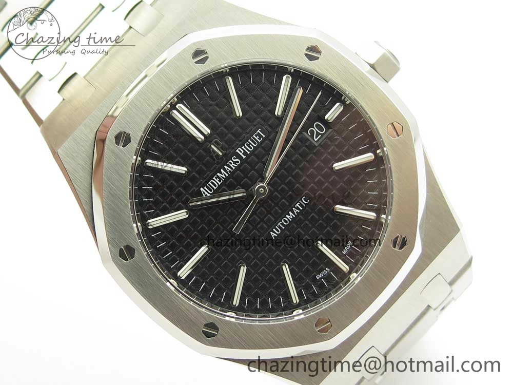 Royal Oak 41mm 15400 SS JF 1:1 Best Edition Black Textured Dial on SS Bracelet A3120 V5