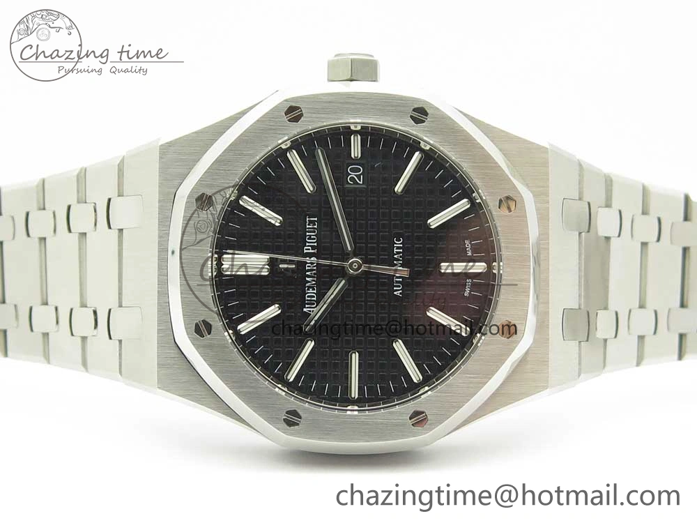 Royal Oak 41mm 15400 SS JF 1:1 Best Edition Black Textured Dial on SS Bracelet A3120 V5