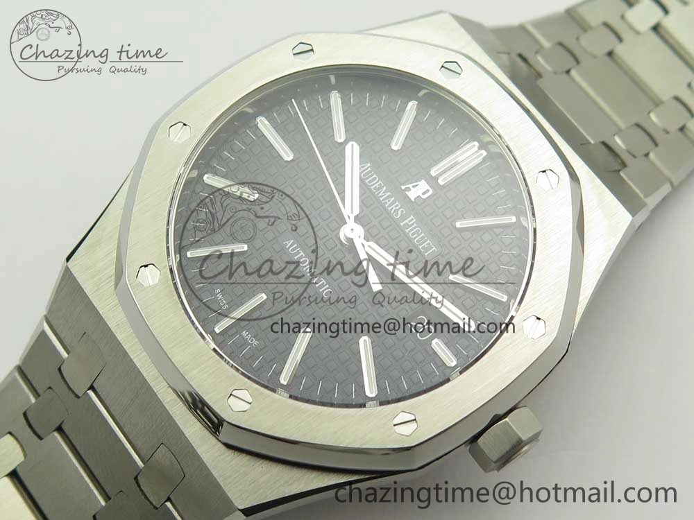 Royal Oak 41mm 15400 SS JF 1:1 Best Edition Black Textured Dial on SS Bracelet A3120 V5