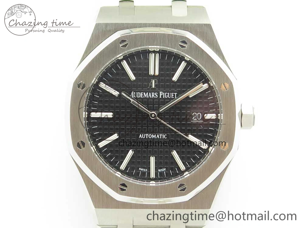 Royal Oak 41mm 15400 SS JF 1:1 Best Edition Black Textured Dial on SS Bracelet A3120 V5