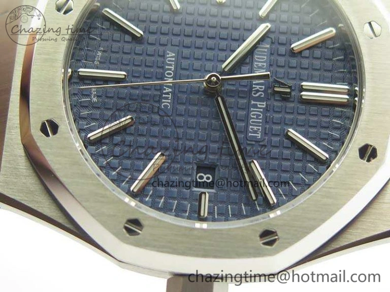 Royal Oak 41mm 15400 SS JF 1:1 Best Edition Blue Textured Dial On Blue Leather Strap A3120 V3