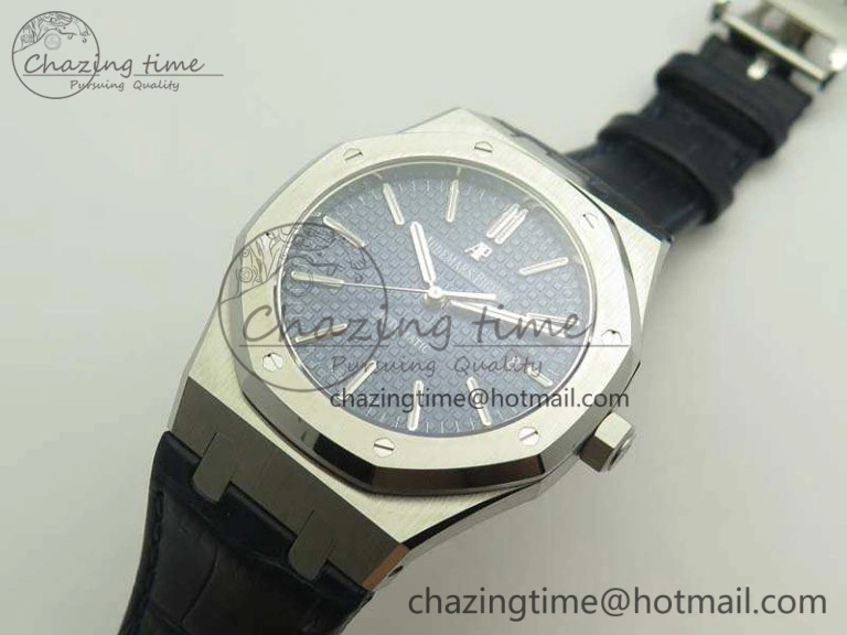 Royal Oak 41mm 15400 SS JF 1:1 Best Edition Blue Textured Dial On Blue Leather Strap A3120 V3