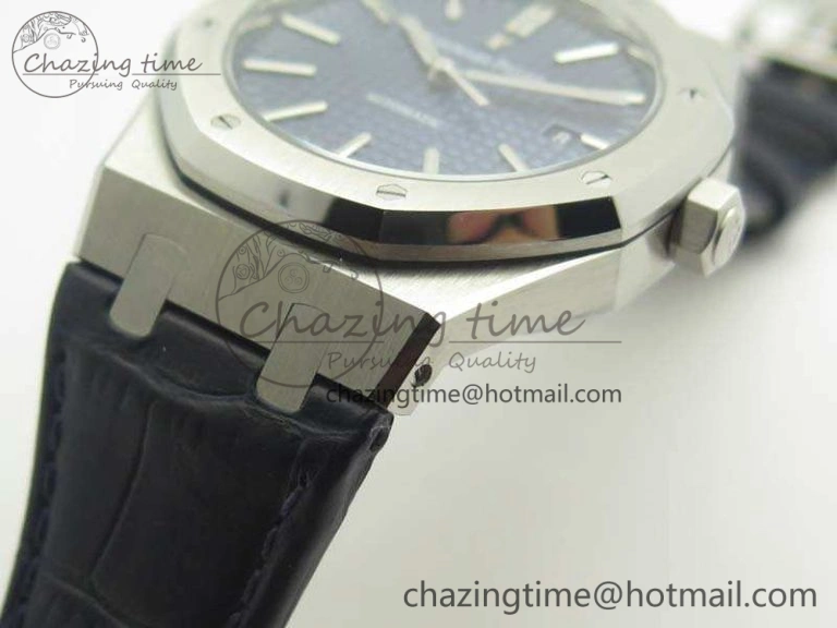 Royal Oak 41mm 15400 SS JF 1:1 Best Edition Blue Textured Dial On Blue Leather Strap A3120 V3