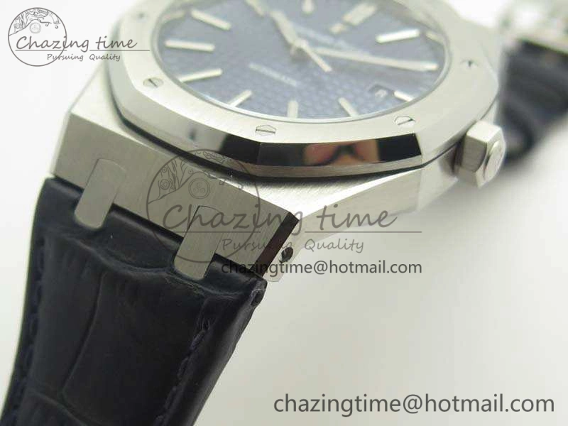 Royal Oak 41mm 15400 SS JF 1:1 Best Edition Blue Textured Dial On Blue Leather Strap A3120 V3