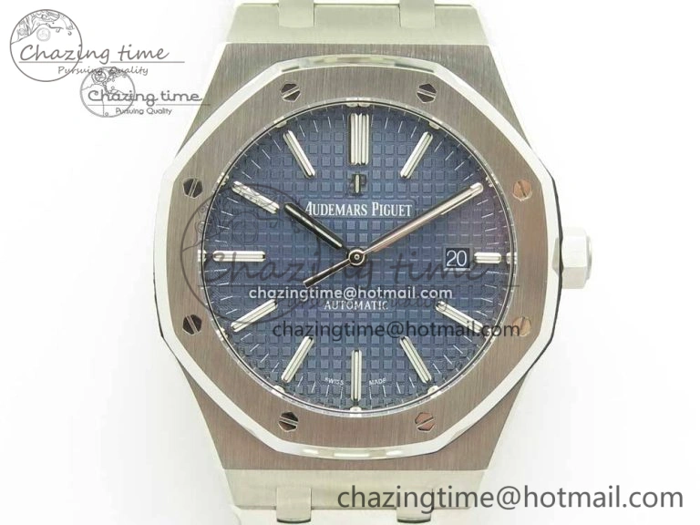 Royal Oak 41mm 15400 SS JF 1:1 Best Edition Blue Textured Dial on SS Bracelet A3120 V5