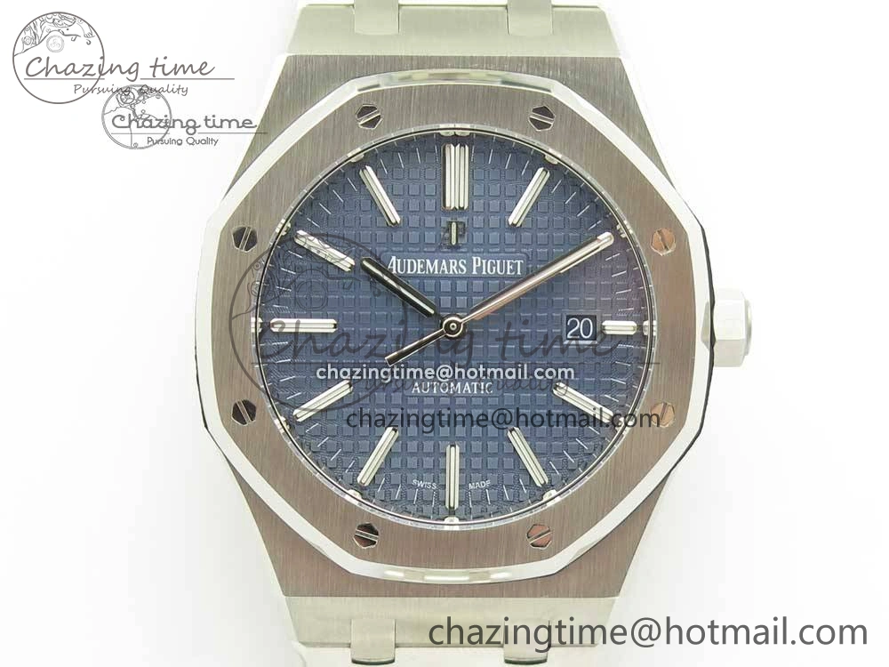 Royal Oak 41mm 15400 SS JF 1:1 Best Edition Blue Textured Dial on SS Bracelet A3120 V5
