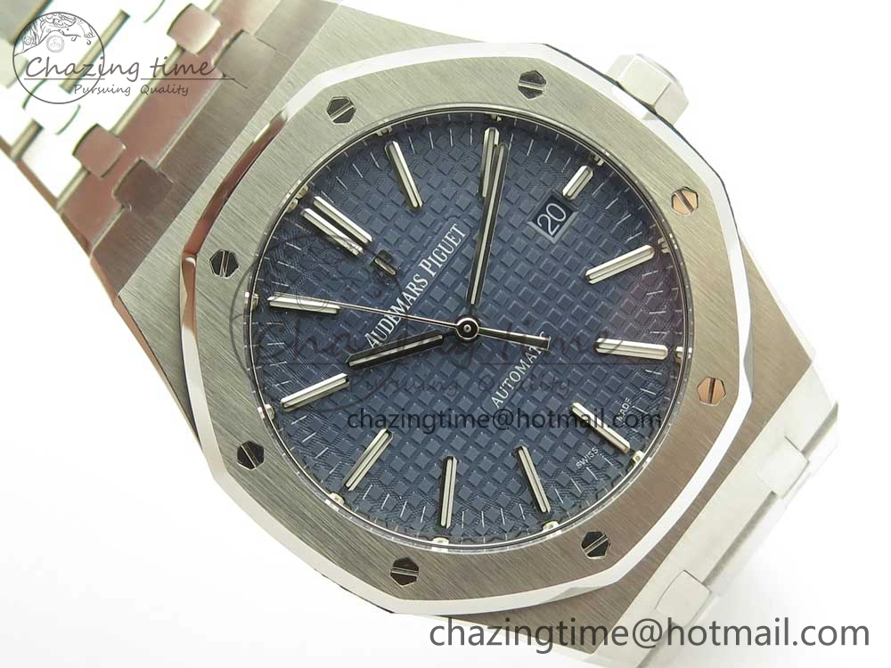 Royal Oak 41mm 15400 SS JF 1:1 Best Edition Blue Textured Dial on SS Bracelet A3120 V5