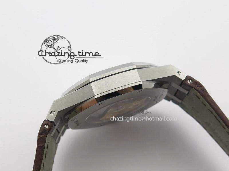 Royal Oak 41mm 15400 SS JF 1:1 Best Edition Silver Dial On Brown Leather Strap A3120