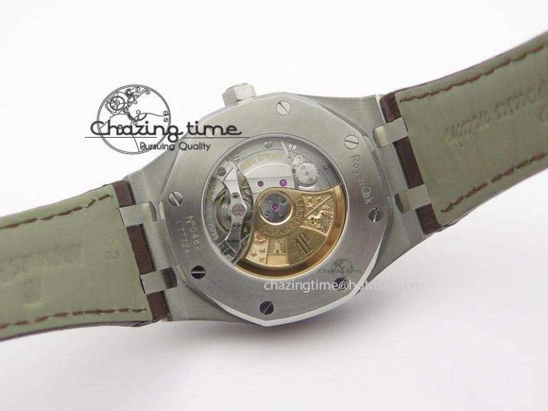 Royal Oak 41mm 15400 SS JF 1:1 Best Edition Silver Dial On Brown Leather Strap A3120