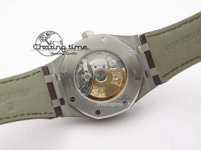 Royal Oak 41mm 15400 SS JF 1:1 Best Edition Silver Dial On Brown Leather Strap A3120