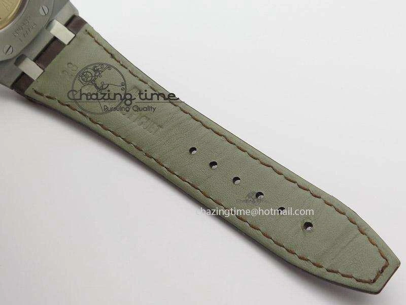 Royal Oak 41mm 15400 SS JF 1:1 Best Edition Silver Dial On Brown Leather Strap A3120