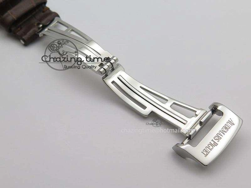 Royal Oak 41mm 15400 SS JF 1:1 Best Edition Silver Dial On Brown Leather Strap A3120