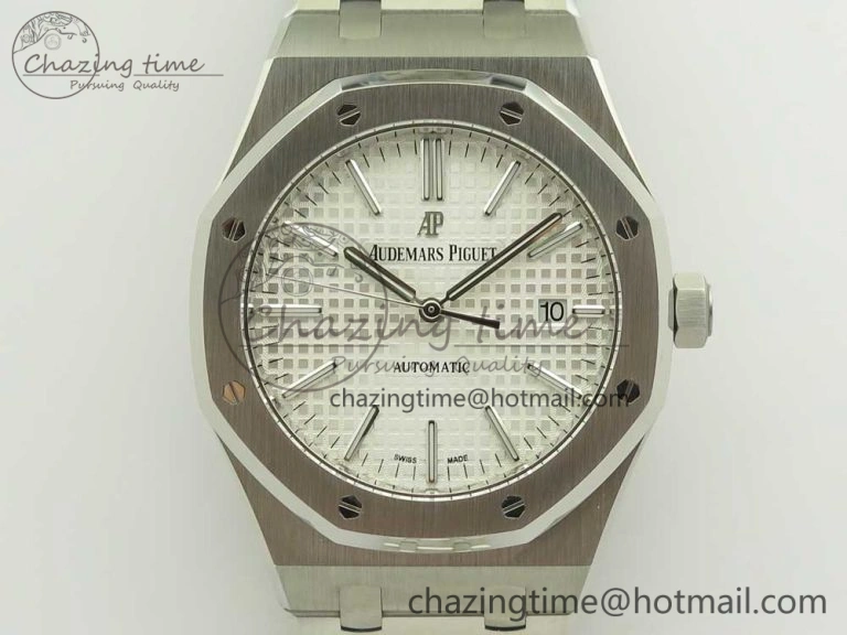Royal Oak 41mm 15400 SS JF 1:1 Best Edition White Textured Dial on SS Bracelet A3120 V5